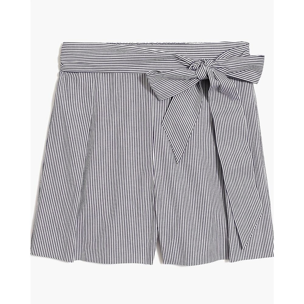 J.Crew High-Rise Pleated Tie-Waist‎ Shorts Striped Linen Blend - Size 2